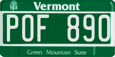 VT license plate POF890