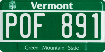 VT license plate POF891
