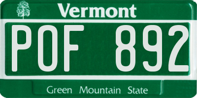 VT license plate POF892