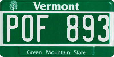VT license plate POF893