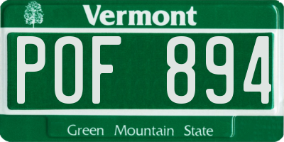 VT license plate POF894