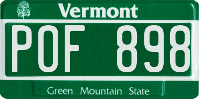 VT license plate POF898