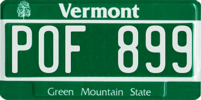 VT license plate POF899
