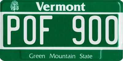 VT license plate POF900