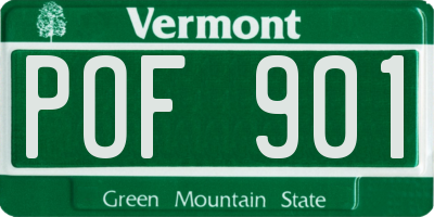 VT license plate POF901