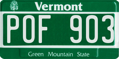 VT license plate POF903