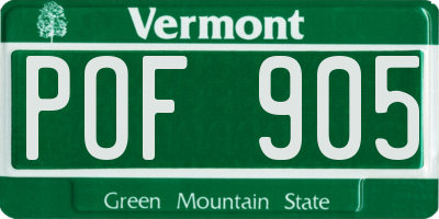 VT license plate POF905