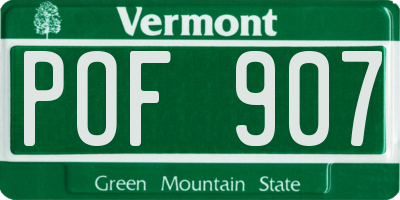 VT license plate POF907