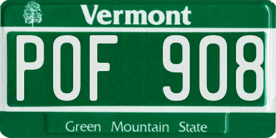VT license plate POF908