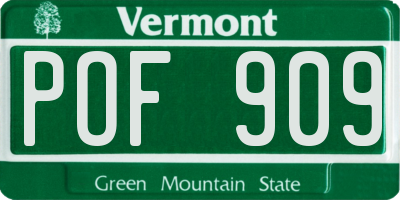 VT license plate POF909