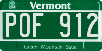 VT license plate POF912