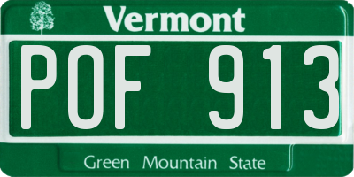 VT license plate POF913