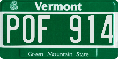 VT license plate POF914