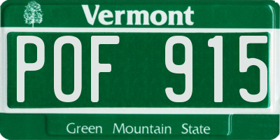 VT license plate POF915