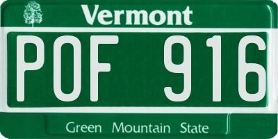 VT license plate POF916