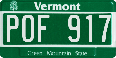 VT license plate POF917