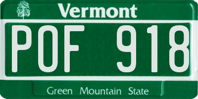 VT license plate POF918