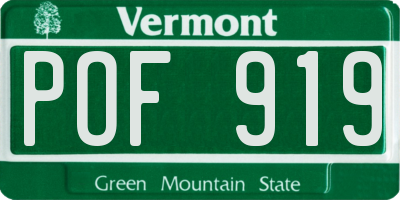 VT license plate POF919