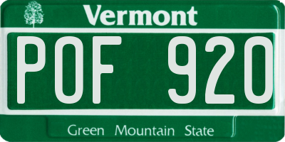 VT license plate POF920