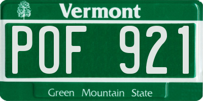VT license plate POF921
