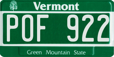 VT license plate POF922