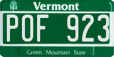 VT license plate POF923