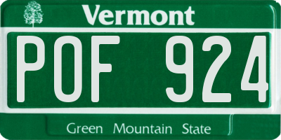 VT license plate POF924