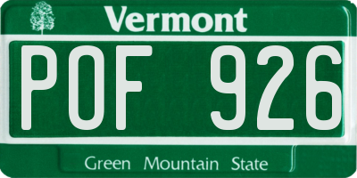 VT license plate POF926