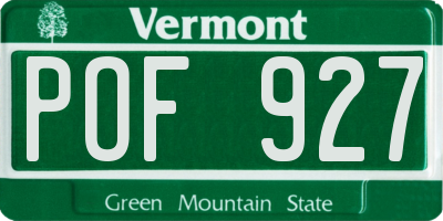VT license plate POF927