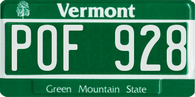 VT license plate POF928