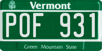 VT license plate POF931