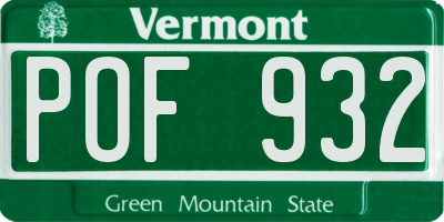 VT license plate POF932
