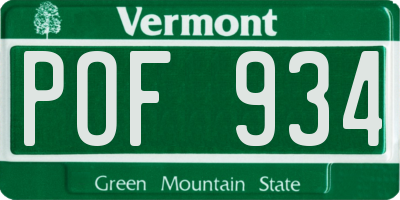 VT license plate POF934