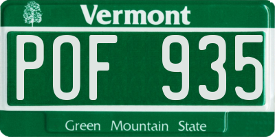 VT license plate POF935
