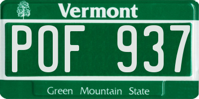VT license plate POF937