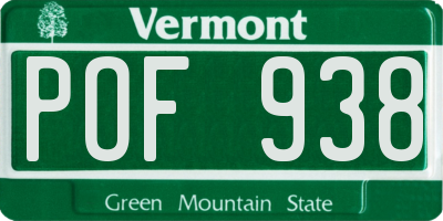 VT license plate POF938