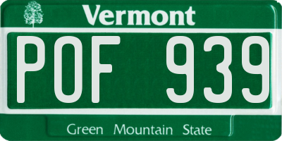 VT license plate POF939