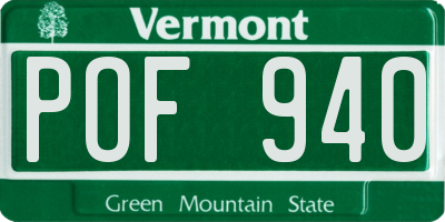 VT license plate POF940