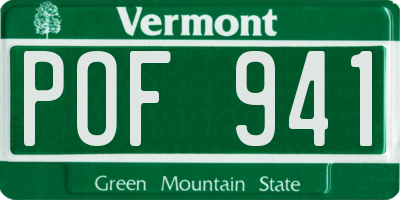 VT license plate POF941