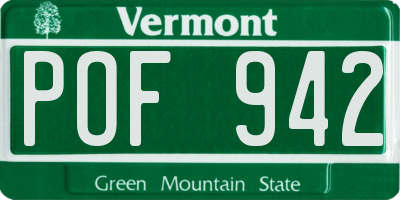 VT license plate POF942