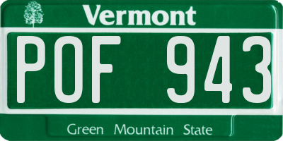 VT license plate POF943