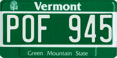 VT license plate POF945