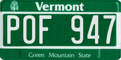 VT license plate POF947