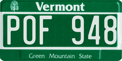 VT license plate POF948
