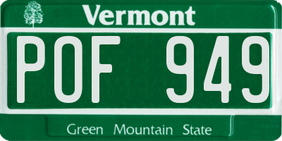 VT license plate POF949