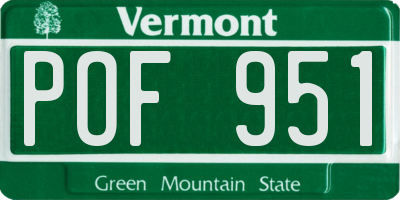 VT license plate POF951