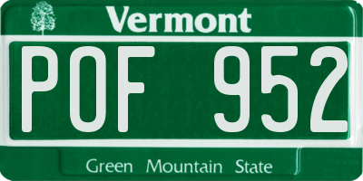 VT license plate POF952