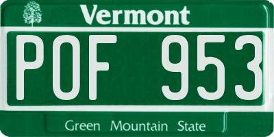 VT license plate POF953