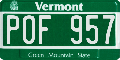 VT license plate POF957
