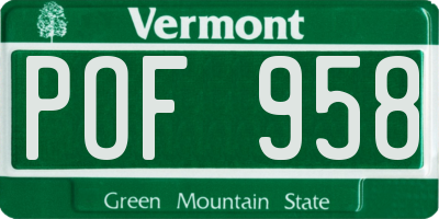 VT license plate POF958